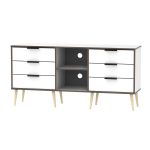 HK White 6 Drawer Tv Unit