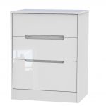 W Gloss White 3 Drawer Bedside