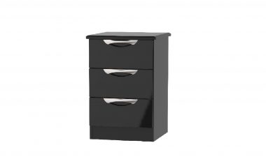 W Gloss Black 3 Drawer Bedside