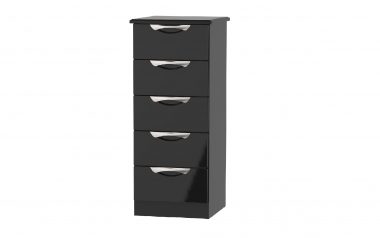 W Gloss Black 5 Drawer Narrow Chest