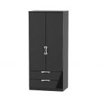 W Gloss Black 2 Door 2 Drawer Wardrobe
