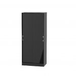 W Gloss Black 2 Door Sliding Wardrobe
