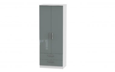 W Gloss Grey 2 Door 2 Drawer Wardrobe