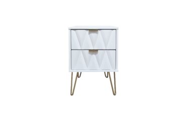 Diamond White 2 Drawer Bedside
