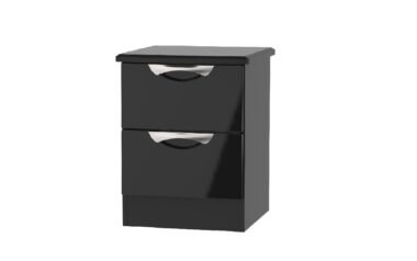 W Gloss Black 2 Drawer Bedside