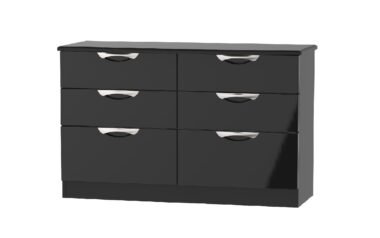 W Gloss Black 6 Drawer Chest