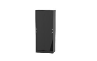 W Gloss Black 2 Door Sliding Wardrobe