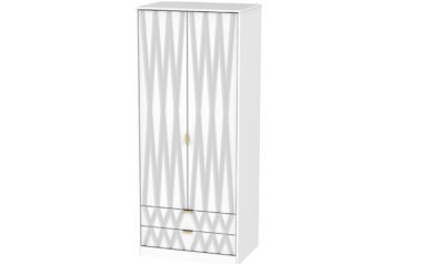 Diamond White 2 Door 2 Drawer Wardrobe