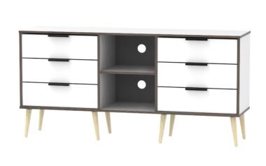 HK White 6 Drawer Tv Unit