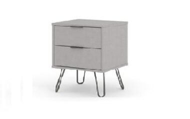 August Grey 2 Drawer Bedside