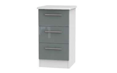 W Gloss Grey 3 Drawer Bedside