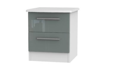 W Gloss Grey 2 Drawer Bedside