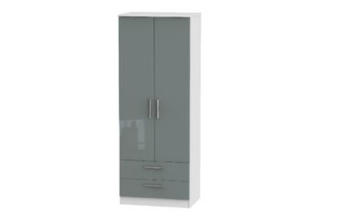 W Gloss Grey 2 Door 2 Drawer Wardrobe