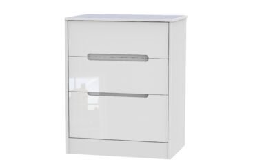W Gloss White 3 Drawer Bedside