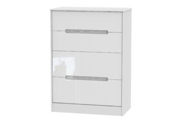 W Gloss White 4 Drawer Deep Chest