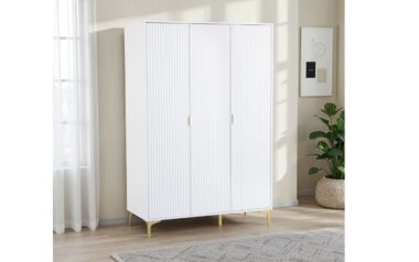 Mia 3 Door White Gold Wardrobe