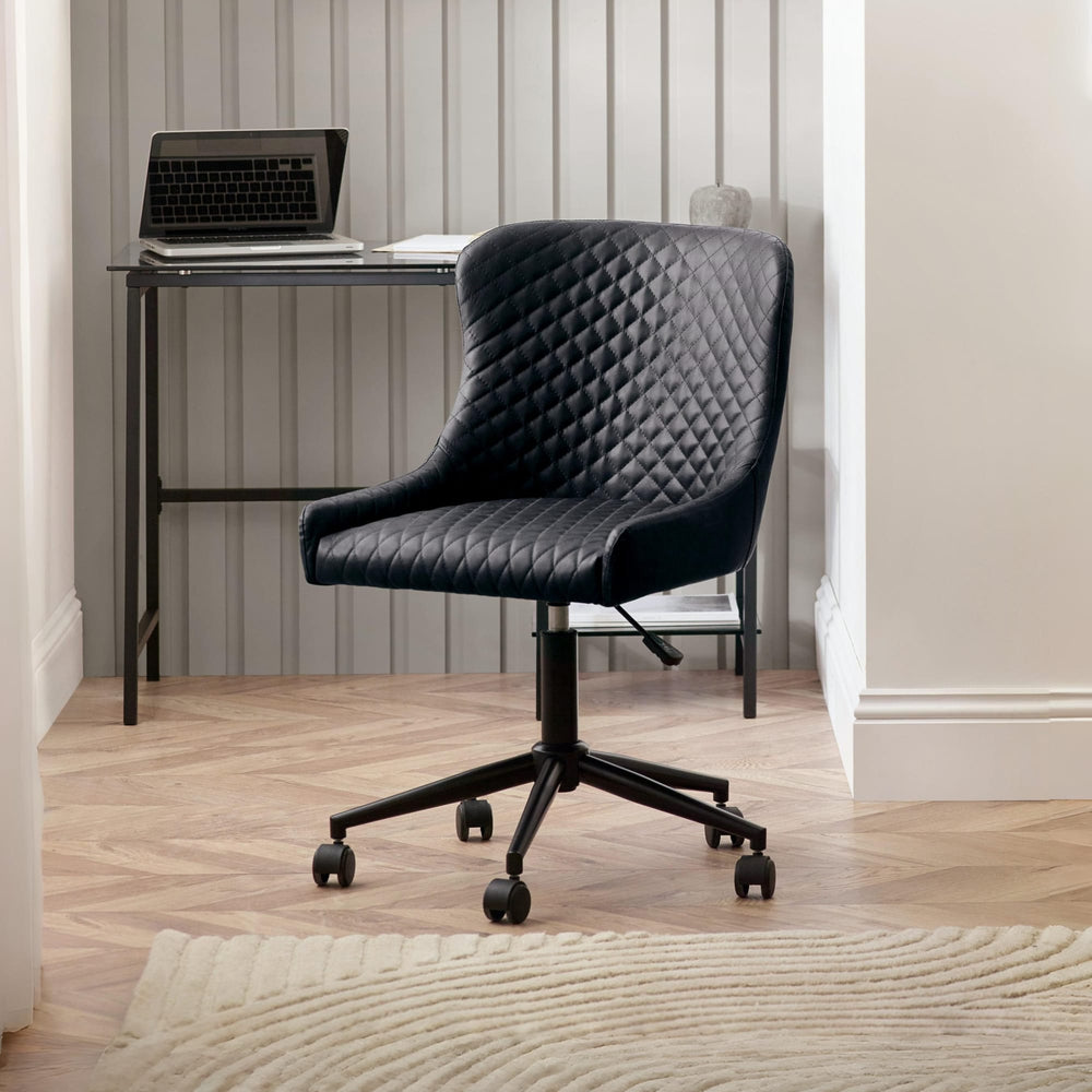 Luxe Office Chair – Black Faux Leather Luxe Office Chair – Black Faux Leather