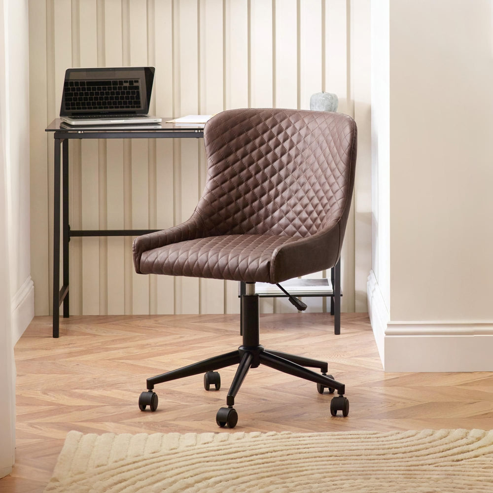 Luxe Office Chair – Brown Faux Leather Luxe Office Chair – Brown Faux Leather